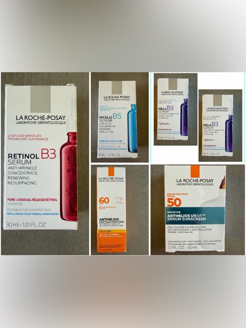 La Roche-Posay Skincare Bundle – Retinol B3, Hyalu B5, 2 Mela B3 + Sunscreens